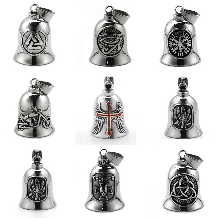 7FLOWER Punk Jewelry Religious Accessories Chunky Stainless Steel Necklace Vintage Lucky Bells Virgin Mary Necklace to My Son