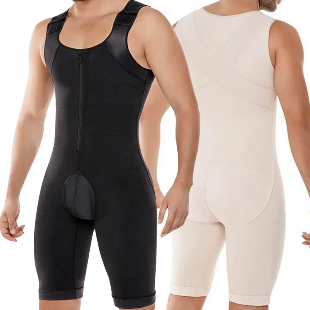 Body Shapers for Men Underwear Compression Bodysuit Tummy Control Zipper Chest Support Butt Lifter Man Shapewear