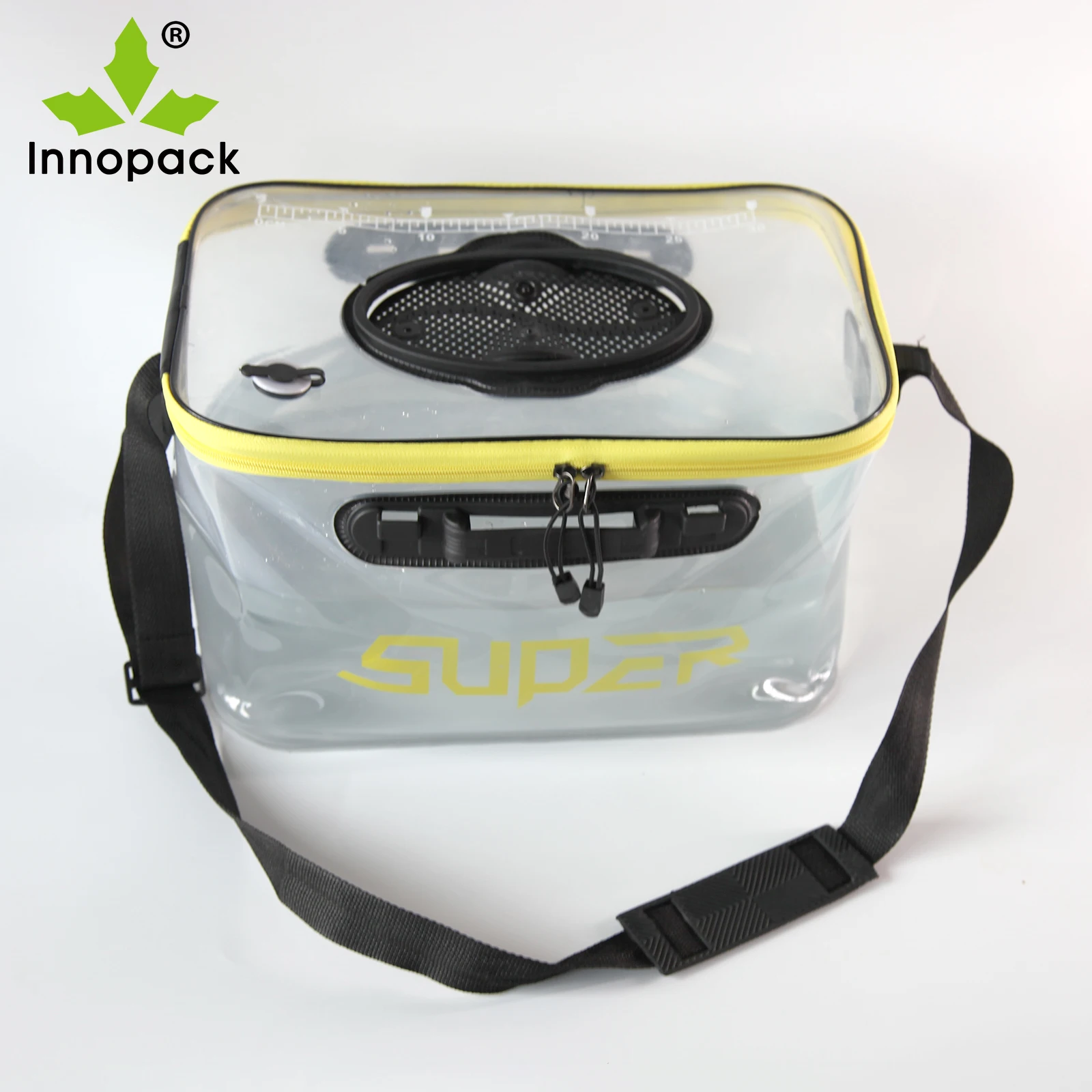 with Mini Oxygen Pump Portable Folding Collapsible Bucket Fish Live Container Box with Breathable Mesh Space Fishing Bucket