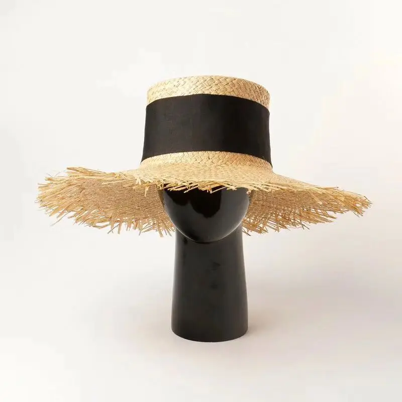 
Trendy Brand Design Women Lady Raffia Hat with Frayed Brim 
