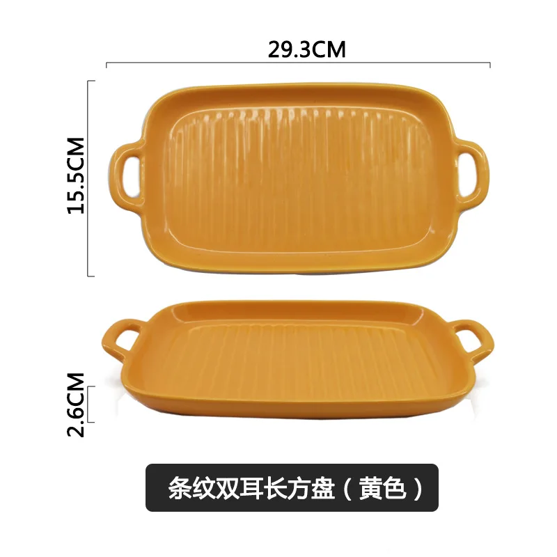 ZC Nordic Ceramic Rectangular Plate Restaurant Ornaments Household Tableware Oven Bread Baking Pan Sets Cake trays