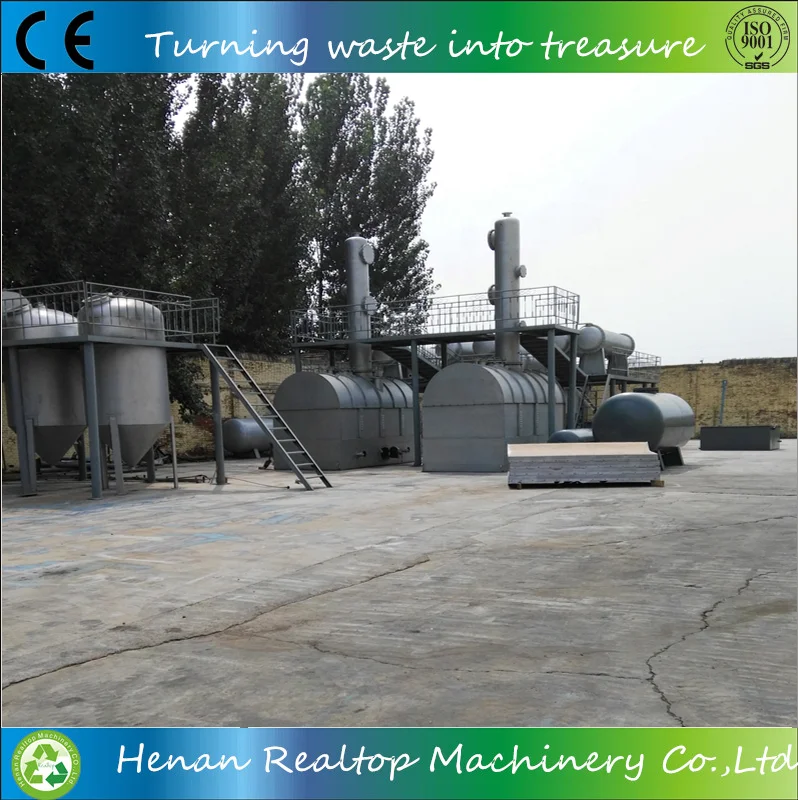 Continuous pyrolysis oil refined to diesel refinery