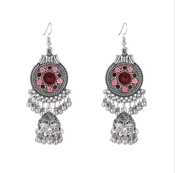 Indian Hollow Pattern Hoop Earrings Antique Gold Silver Earrings Bohemian BOHO Statement Ear Jewelry for Women