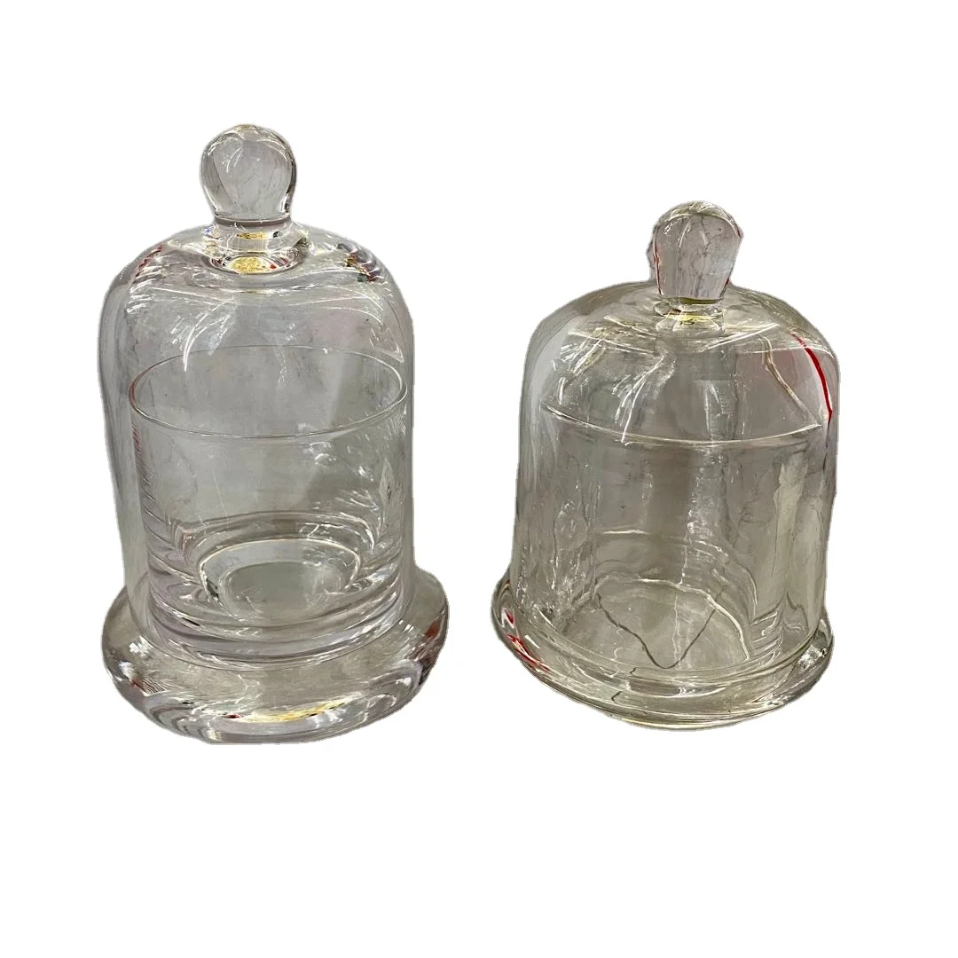  2021hot bell-shaped candy jar empty glass candle holder with lid for wedding holiday and