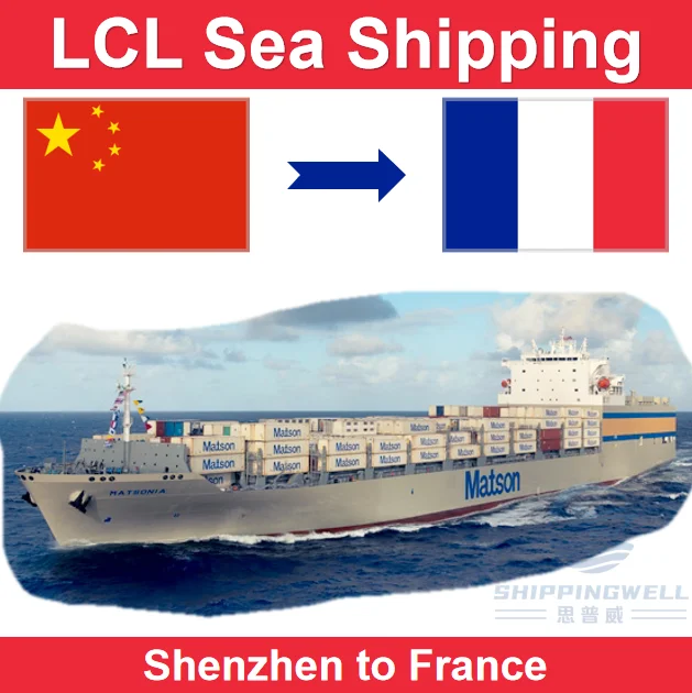 LCL Sea Freight Shipping From Shenzhen Guangzhou Shanghai Ningbo China to France by Door to Door and Customs Clearance Services