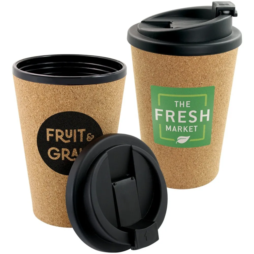 12oz Reusable  Sublimation Cork Coffee Cup WIth Lid