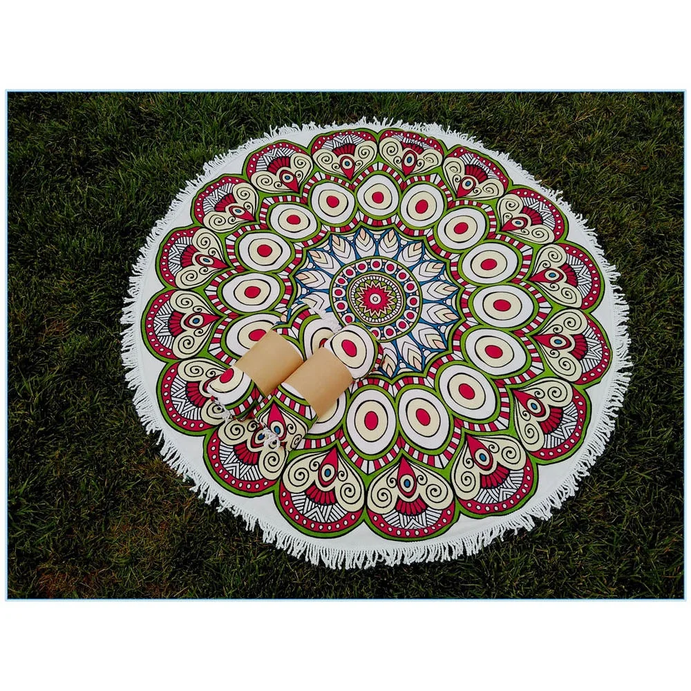 Wholesale Round Beach Towels Custom Design Printed Logo Microfiber Sand Free Circle Beach Towel