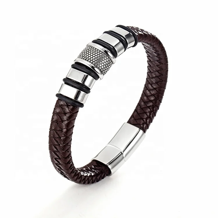 
Wholesale Retro Brown Color High Quality Braided Wristband Leather Bracelet For Men 