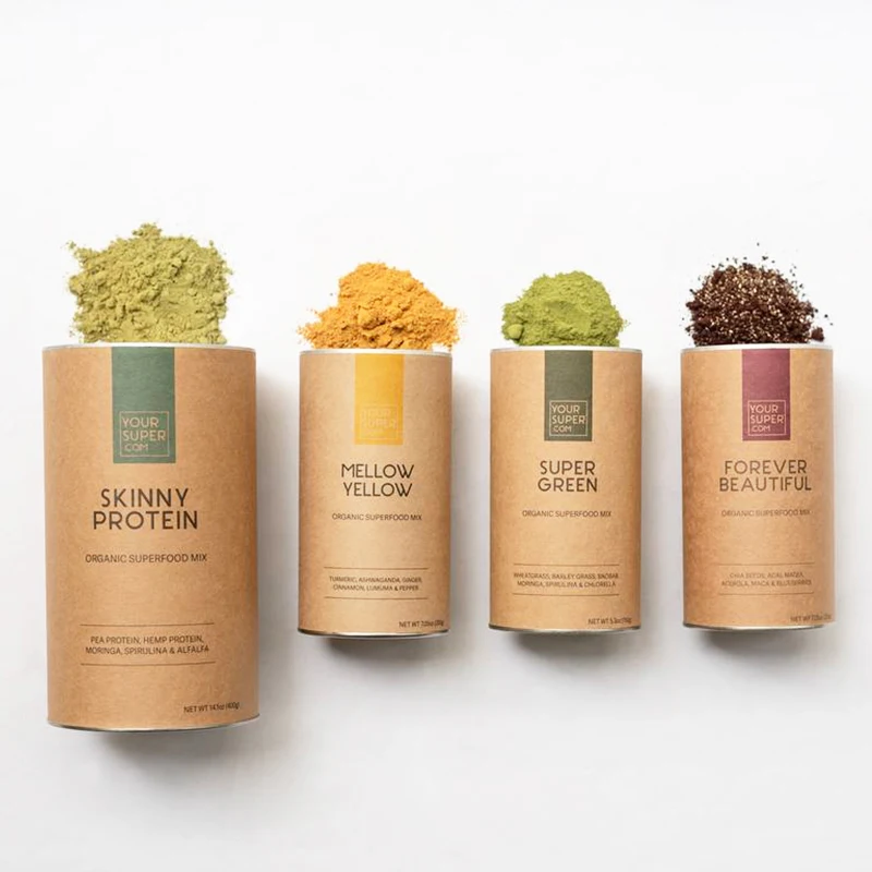 Bio-degradable Custom Food Grade Cylinder Kraft Cardboard Paper Tube For Coffee Tea Matcha Poweder Packaging