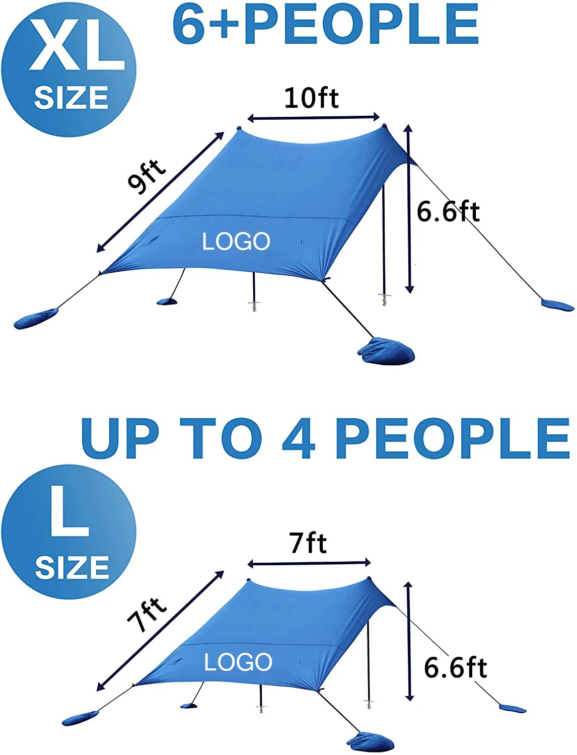KUDI Family Pop Up Beach Shade Canopy Tent Sun Shelter,Waterproof,UPF50 UV Protection,Large & Portable Shelter Tarp