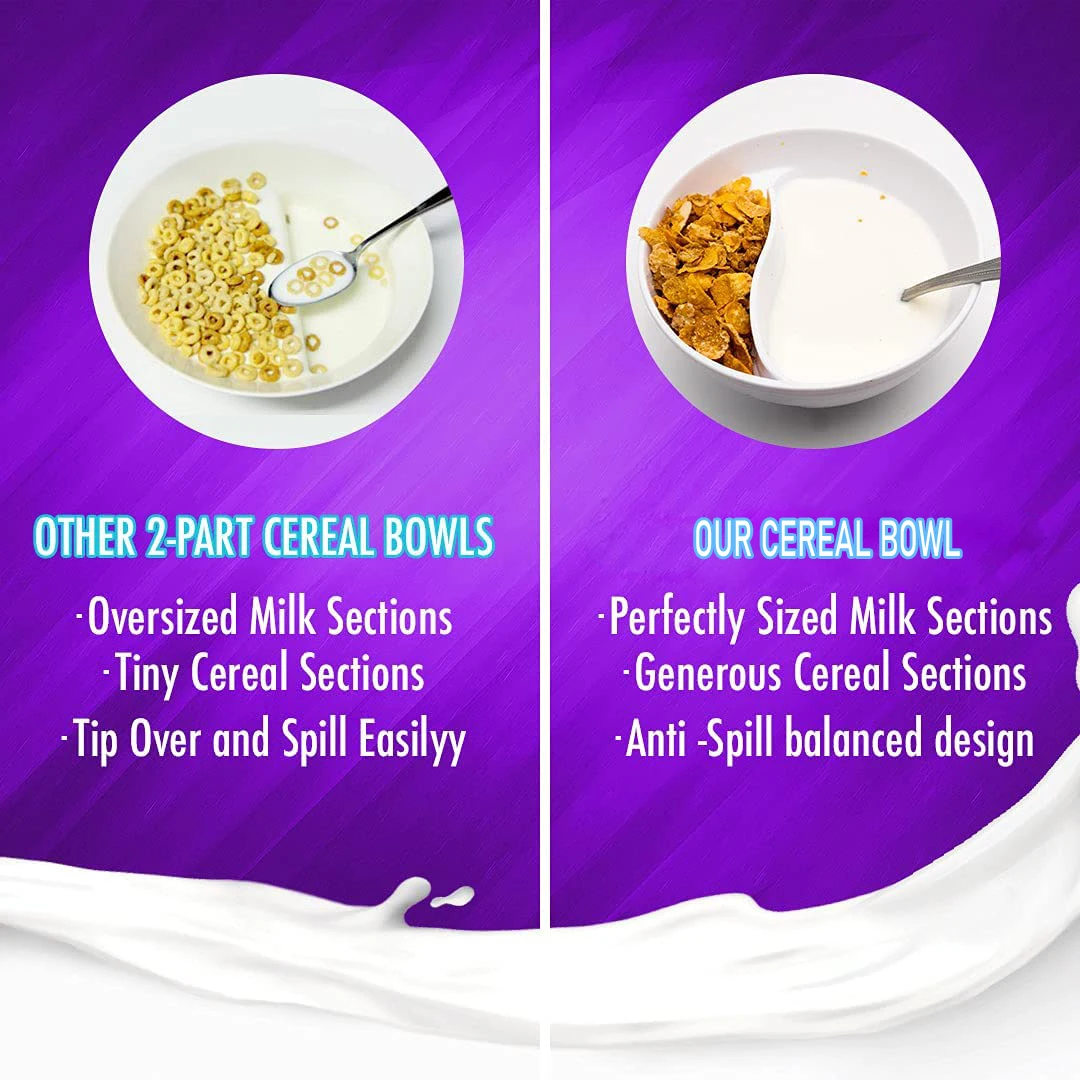 
plastic anti soggy cereal partitioned bowl 