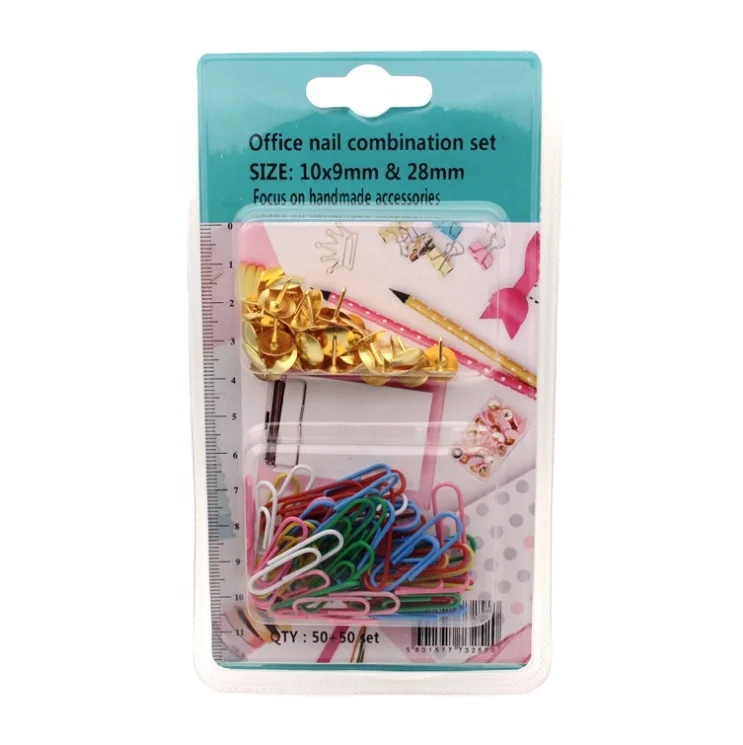 nail combination set  handmade accessories office stationery colorful paper clip and push pin set