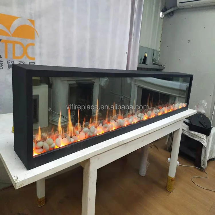 cobblestones inserted fireplace that intermittently produce crackling sound & sparks decorative video flame electric fireplace