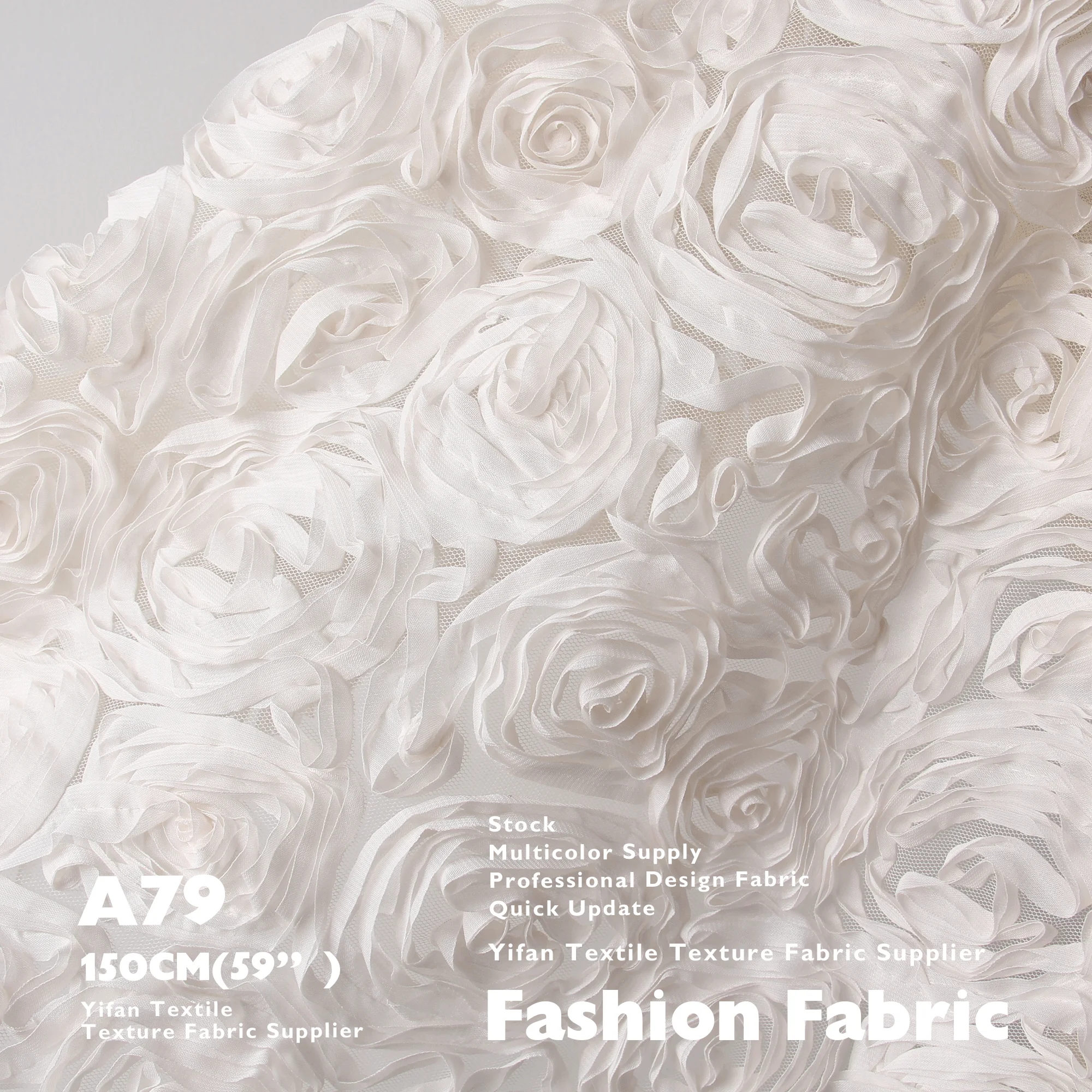 New Fashion Design Luxury Organza Lace Embroidery Fabric 3D Rose Mesh Fabric Jacquard Lace Fabric For Wedding Dress Curtain