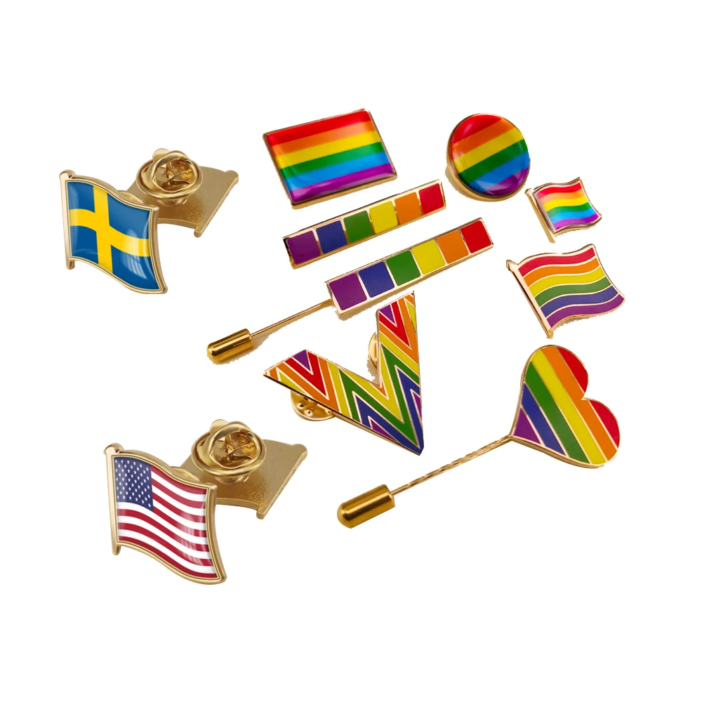 
Custom spinning flag lapel pin making machine gold soft enamel pin brooch for men 