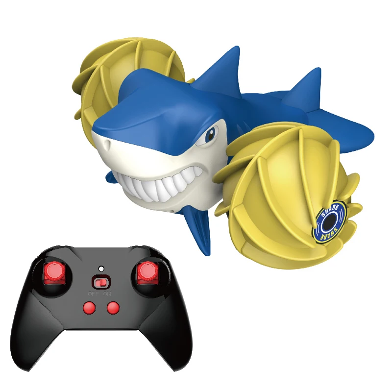 2021 New 2.4G 1:16 Remote Control Shark Amphibious Stunt Car RC Vehicle for sale For Kids 2 IN 1 water on road