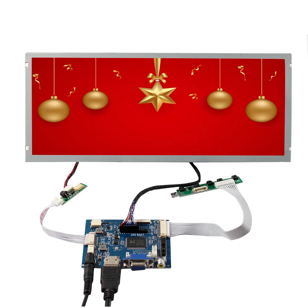 123 Lcd Display Ad Display Screen Computer Display 12.3Inch 1280X480 Stretched Bar Lcd Screen With Hd-Mi Vga 2Av Driver Board