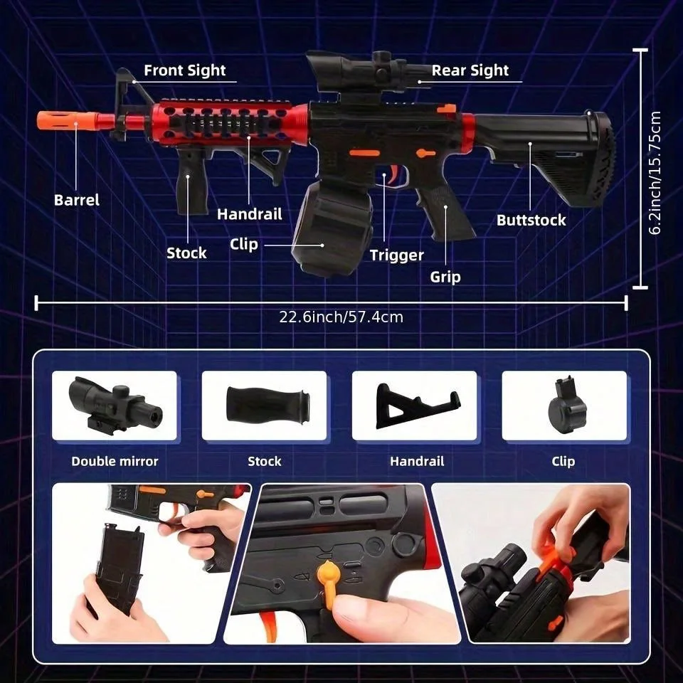 2024 New Arrival Playing Toy Spear Outdoors Automatic Safe Kids Firearms ABS Plastic Red Toy Gun For Child