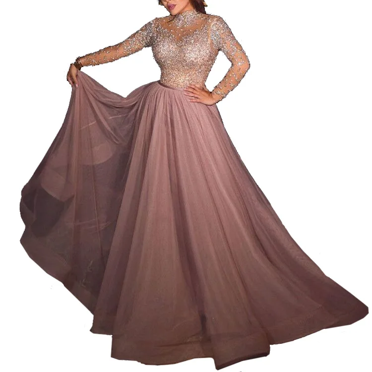 2021High-end  Elegant sexy evening dress party dress evening dresses with Overskirt