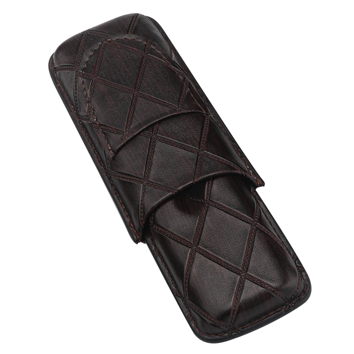 Xifei Handmade 2 Finger Black Travel Leather Cigar Case Cigar Tube Humidor