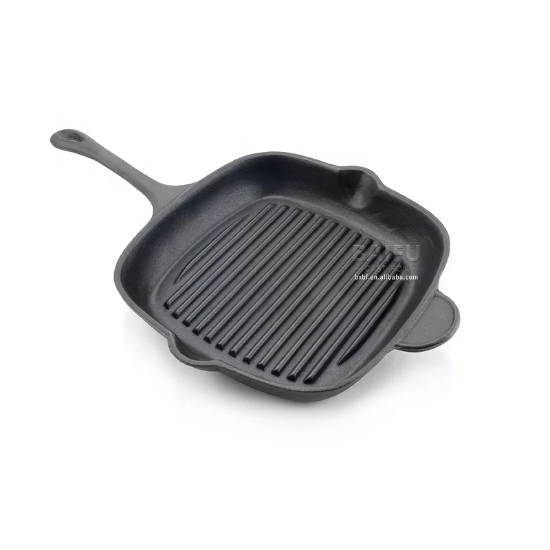 Pre-seasoned Cast Iron Square Grill Pan with Pour Spouts Ribbed Skillet Cast Iron Grill Skillet Fry Pan with Cooking Ridges