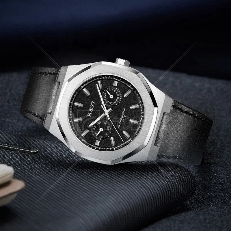 Private Label Brand Vintage Retro Analog Movement Sport Round Design Stainless Steel Luxury Wrist Chronograph Men Quartz Watch