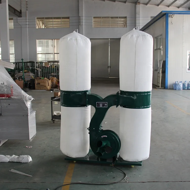 Woodworking industry dust collector double barrel type 3kw MF9030 two cloth bags two barrels