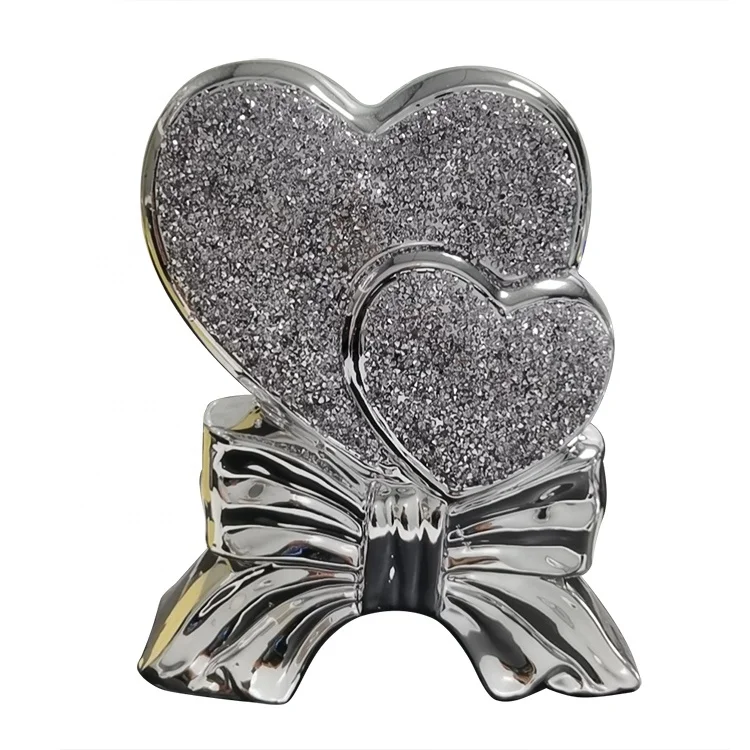 Hot Selling Electroplating Statue Art Heart And Bowknot  Sculpture For Hotel Living Room Decoration
