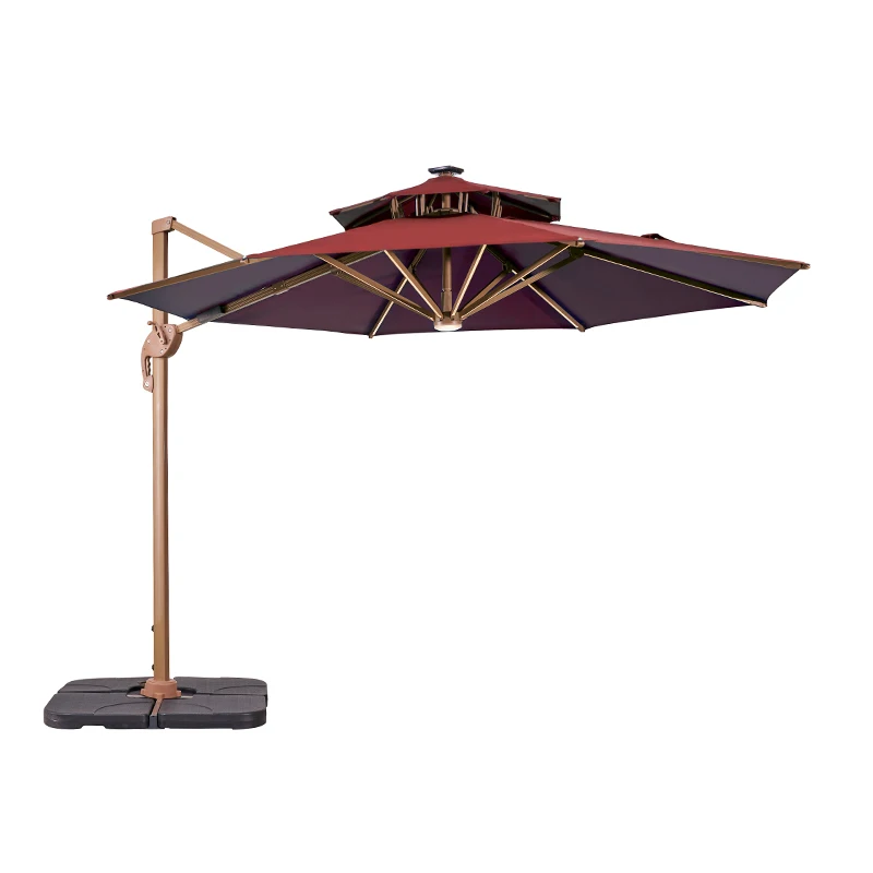 2024 Outdoor garden parasol windproof double canopy square heavy duty aluminum 3 by 3m 4m parasol cantilever patio umbrella