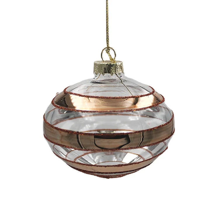 Factory Custom Christmas Tree Ornaments Onion Shaped Clear Glass Ball Baubles For Holiday Gift and Decoration