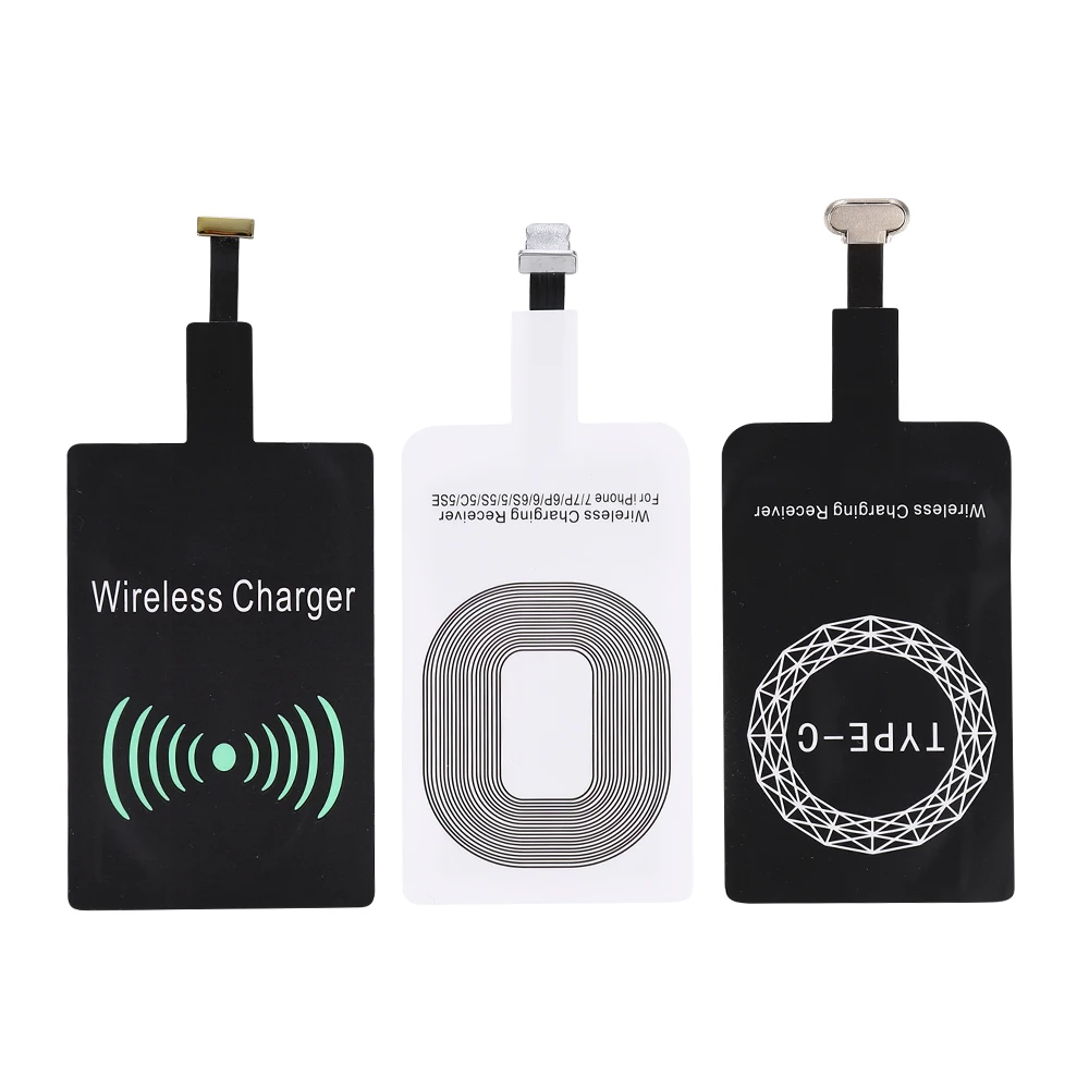 TYPE C Micro Android IOS Phone universal 5V 1A Qi Wireless charger Receiver coil Adapter Charger receiver for iphone11 12 13