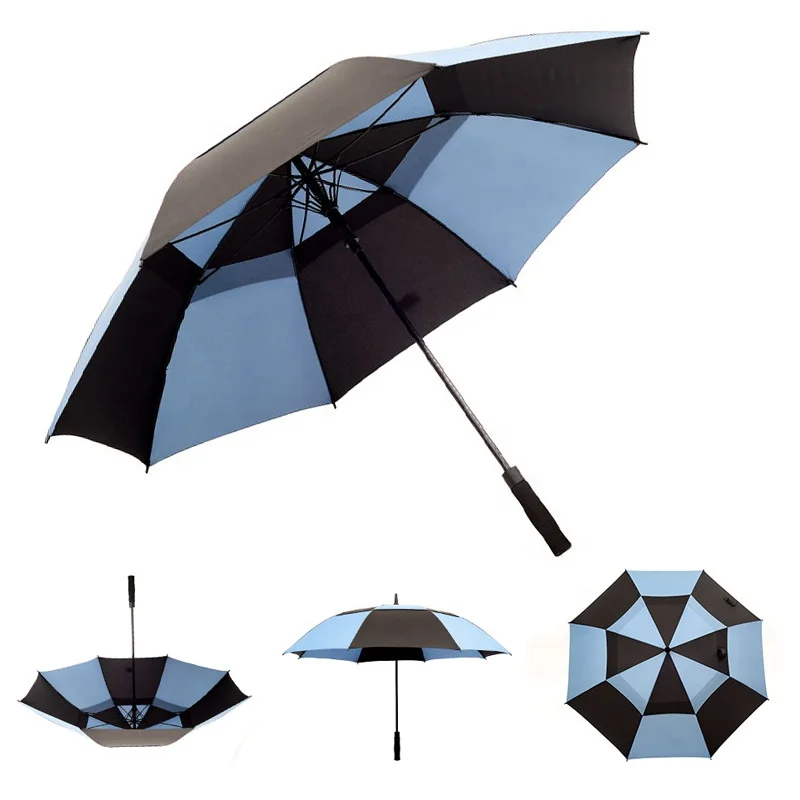 Custom New Model Windproof Rain Gift 62 Inch Large Vented Windmill Octagon Double Canopy Big Disc Golf Umbrella