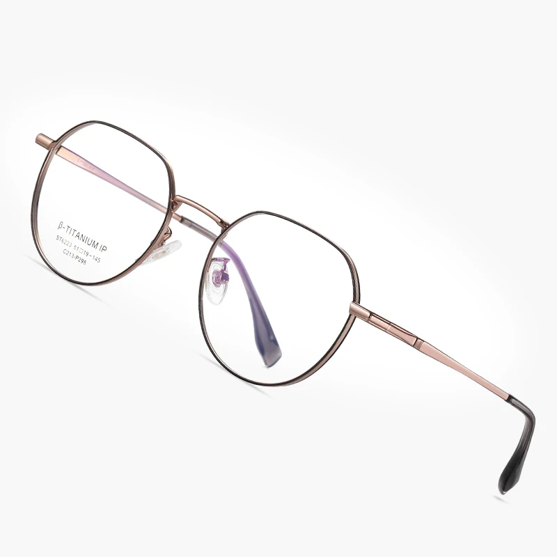 Round Shape Eyeglasses IP Plating Titanium Glasses Eyeglasses Womens Anti Blue Light Glasses Frames