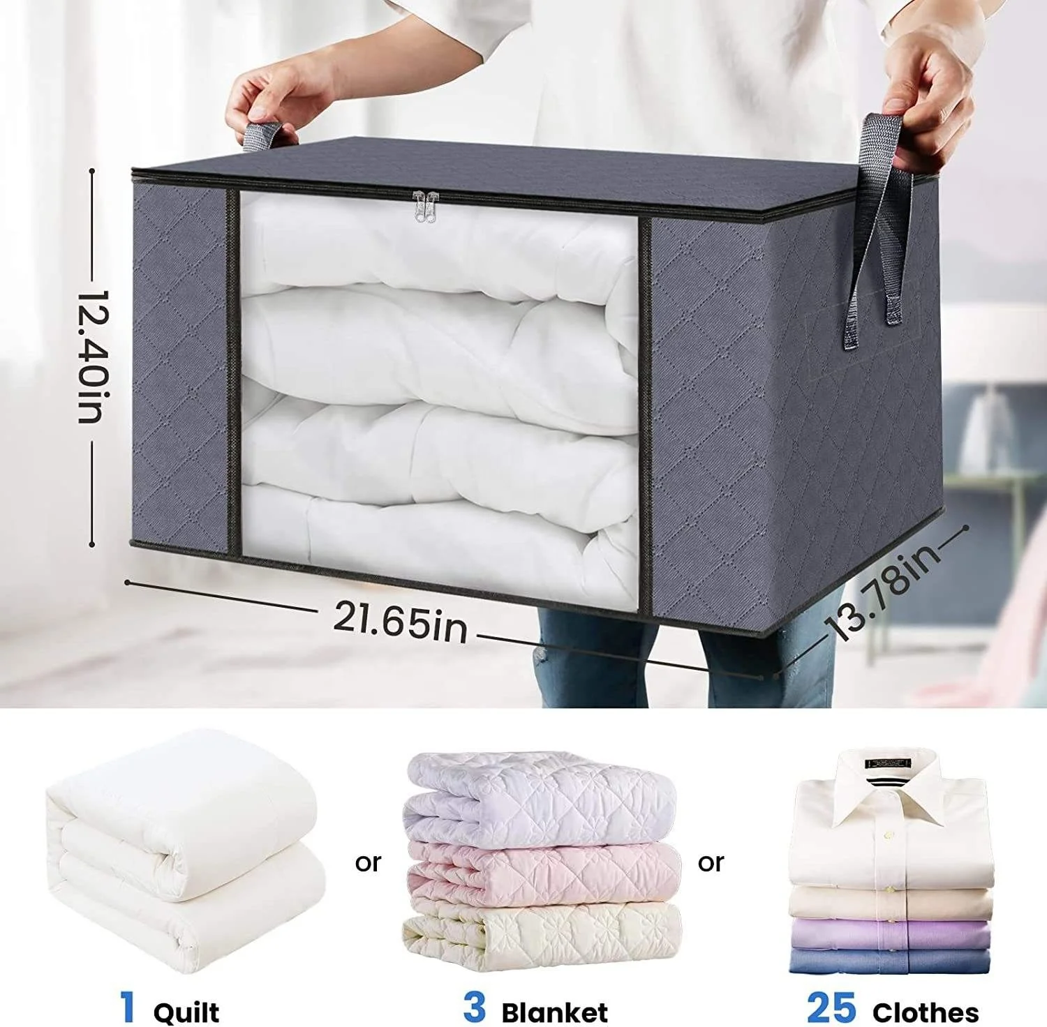 Amazon hot selling 60L reinforced thick non-woven storage box