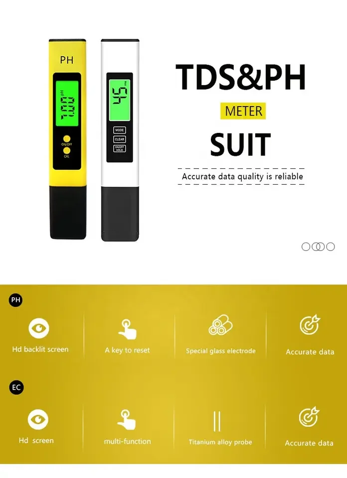 High quality water PH TDS meters used in gardening solution nutrient  testing aquaculture TDS sensor