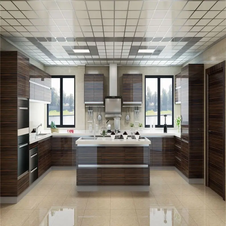 China Factory Custom Thailand Oak Burma Teak Solid Wood Kitchen Cabinets