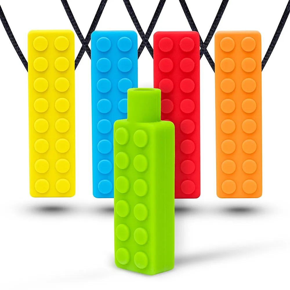wholesale silicone autism building block teether Sensory autism chew toys autism chew necklace
