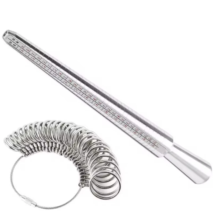 Metal Ring Sizer Tool Set Aluminum Ring Mandrel and Finger Gauges US UK Ring Sizer Measuring Tool For Jewelry Tools