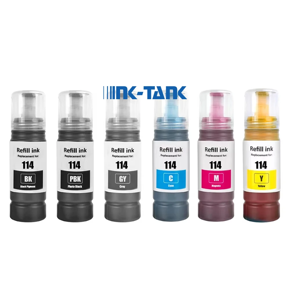 INK-TANK 114 Premium Color Compatible Bulk Bottle Water Based Refill Ink for Epson EcoTank ET-8500 ET-8550 Printer