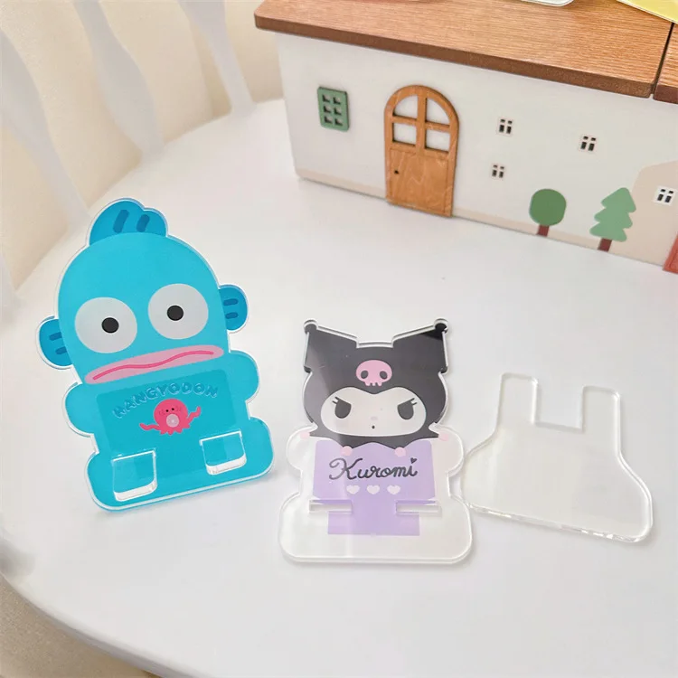 Sanrioed Desk Mobile Phone Holder Hello Kt Cinnamoroll Kuromi Phone Stand Flat Support Frame Photo Shelf Ipd Rack Home Decor