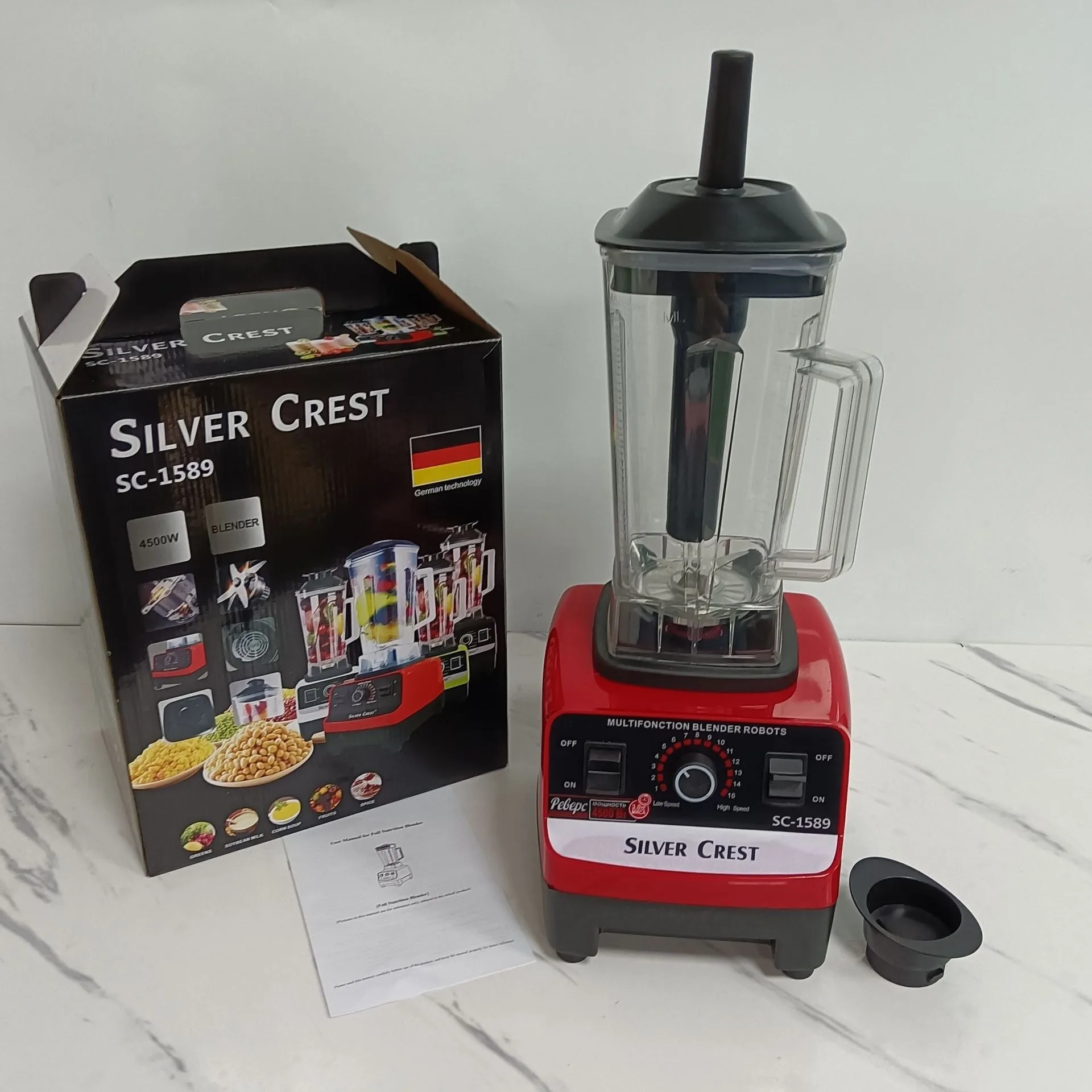 Heavy Duty Ice Smoothie Blenders Machine Portable Silver Crest Blender 4500W 2L Large Capacity Commercial With Mixer Grinder