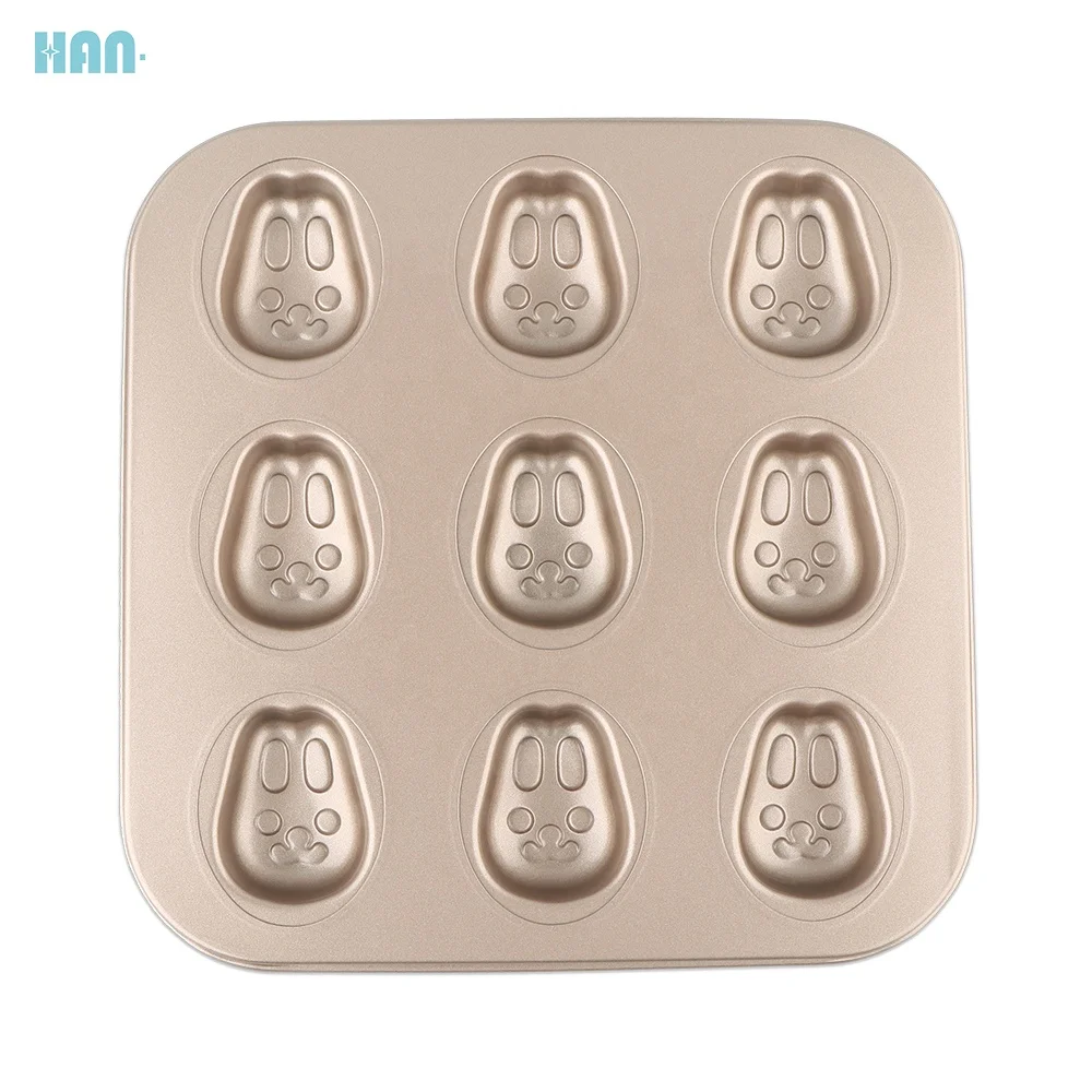 9 Cavity Carbon steel rabbit Shape Baking Pans Sheet Muffin Cake