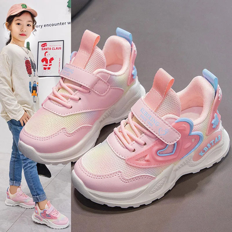 Girls Children Walking Shoes Anti-slip and Breathable Running Sports Shoes Lightweight Wholesale Cheap