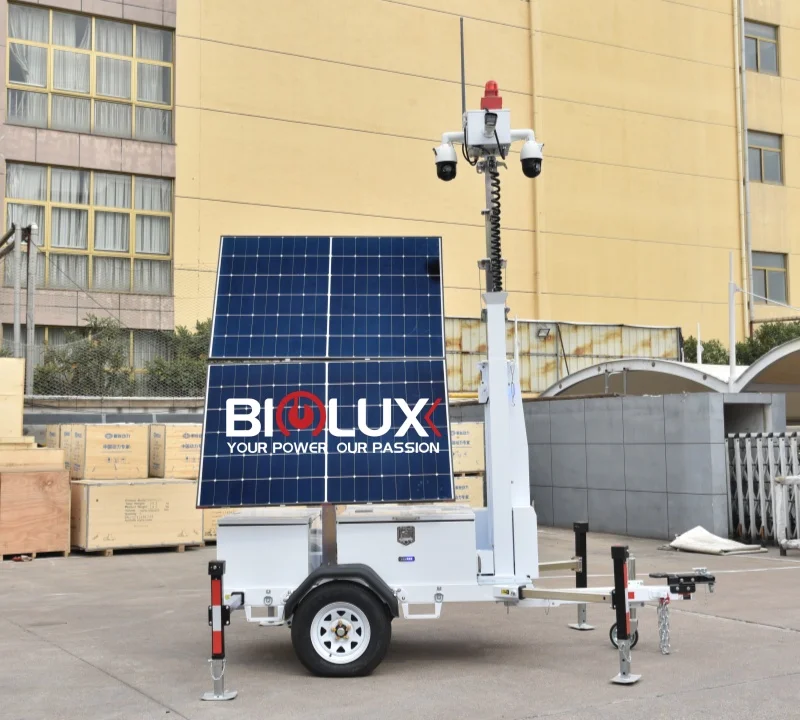 EXW Price Mobile Solar Surveillance Trailer Systems Surveillance 360 Degree Rotation Solar Mobile surveillance trailer
