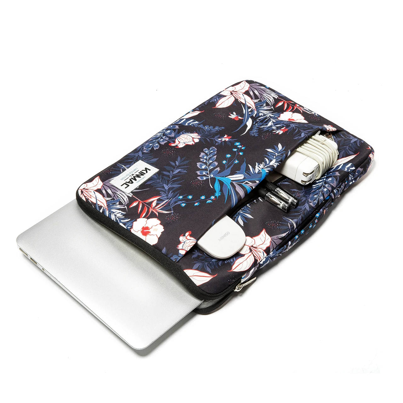 Kinmac Black Plant  laptop bag notebook briefcase laptop sleeve bag in water-proof fabric for women 14 inch laptop