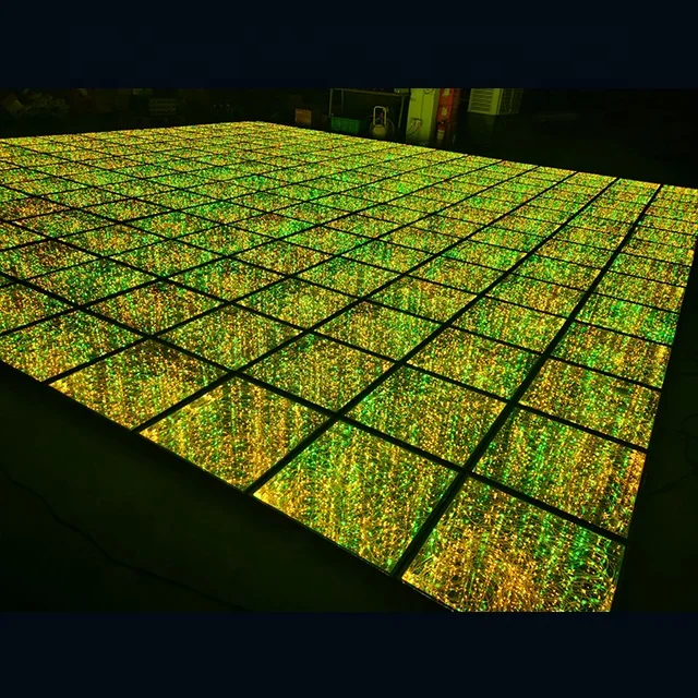 wedding decoration tempered glass waterproof mirror RGB panels mats tiles 3d led dance flor