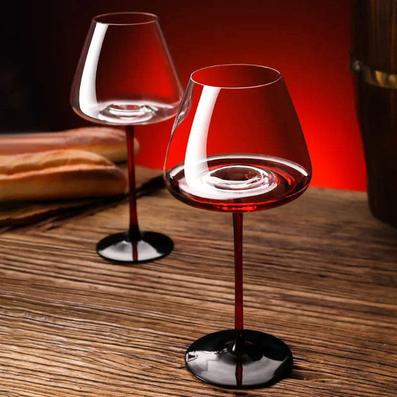 Factory Direct Red Collar Light Luxury Crystal Glass High Foot Red Wine Big Belly Wine High End Cup