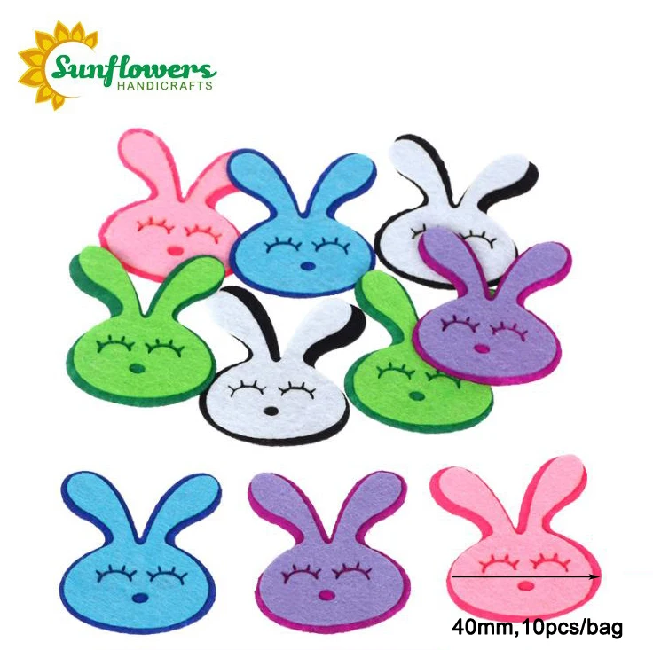 Multicolor 40mm Rabbit Eco-friendly Felt Fabric Shapes for Holiday and Gift Sets