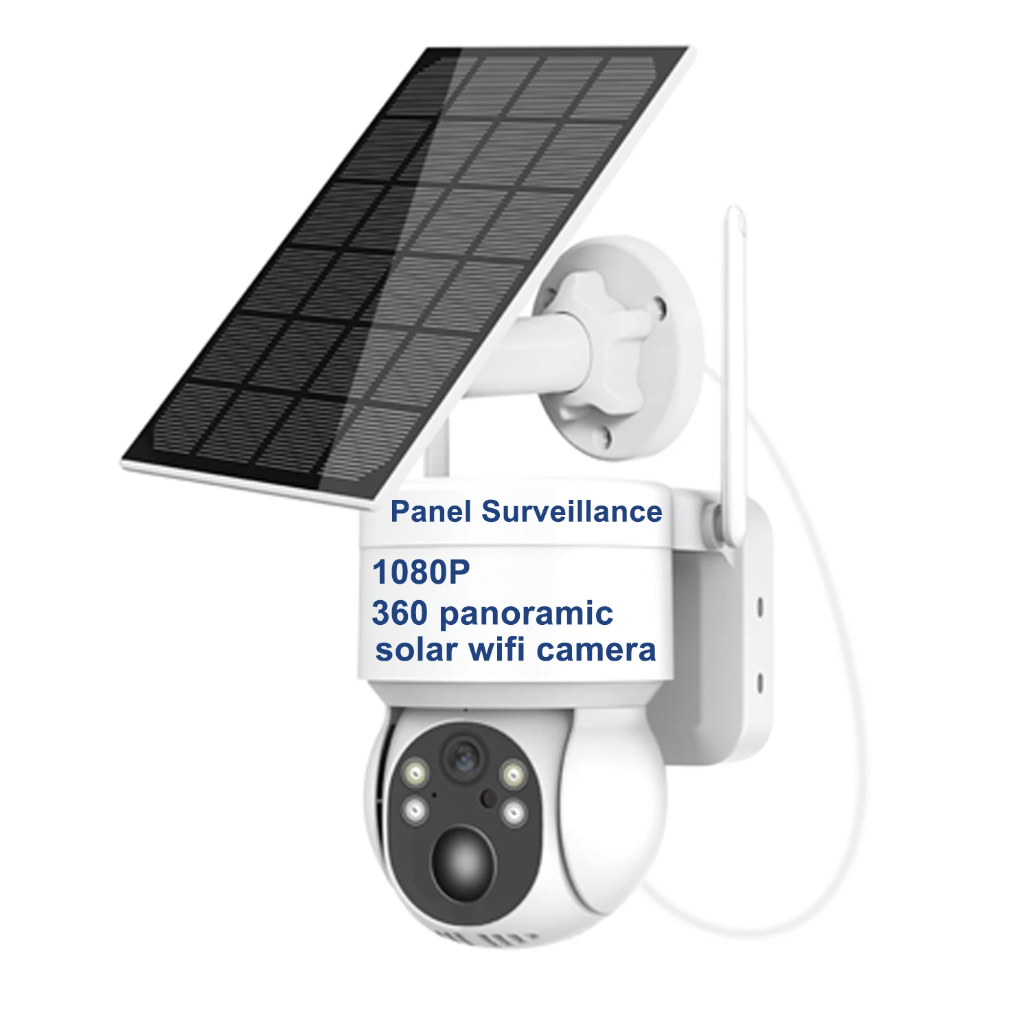 Hd 1080P 360 Panoramic Outdoor Network Solar Wifi Ip Camera Panel Night Vision Home Security Ptz Dome Wifi Camera With Battery