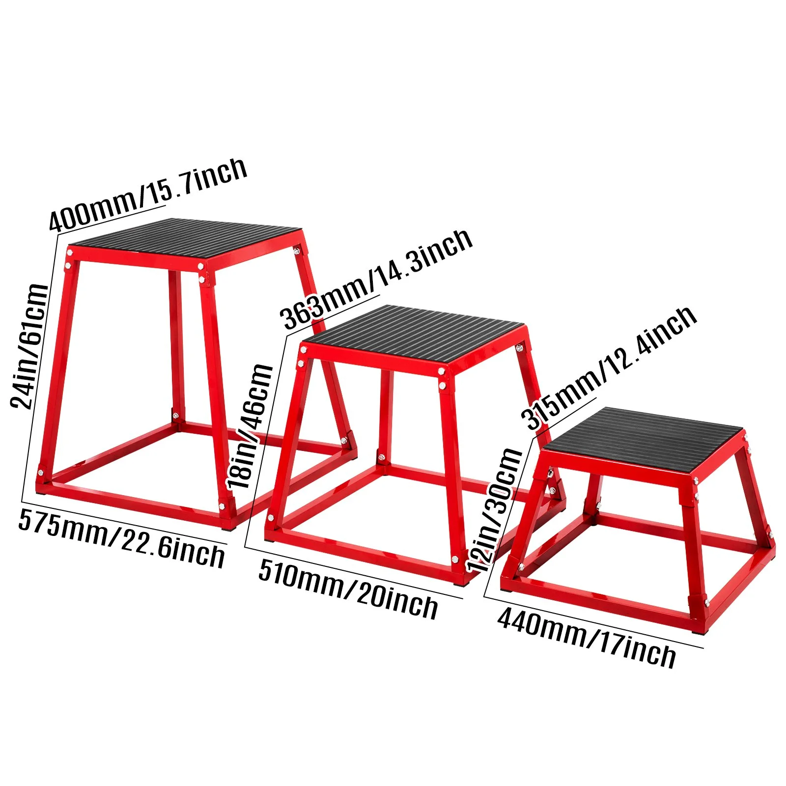Fitness Exercise Plyometric Platform Box - 12/18/24 Inch Jump Box Step for Plyometric Training